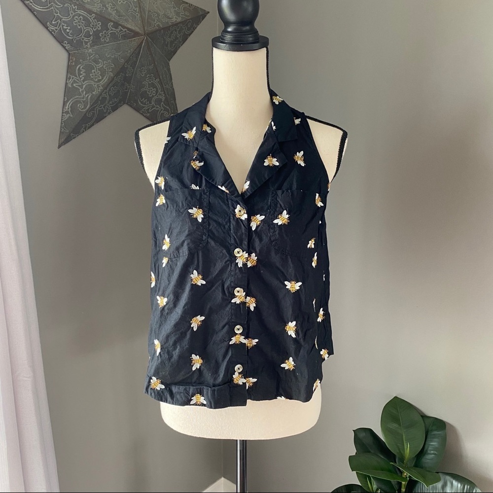 Anthro. HD Paris Winne Bee Blouse Black Sz 2